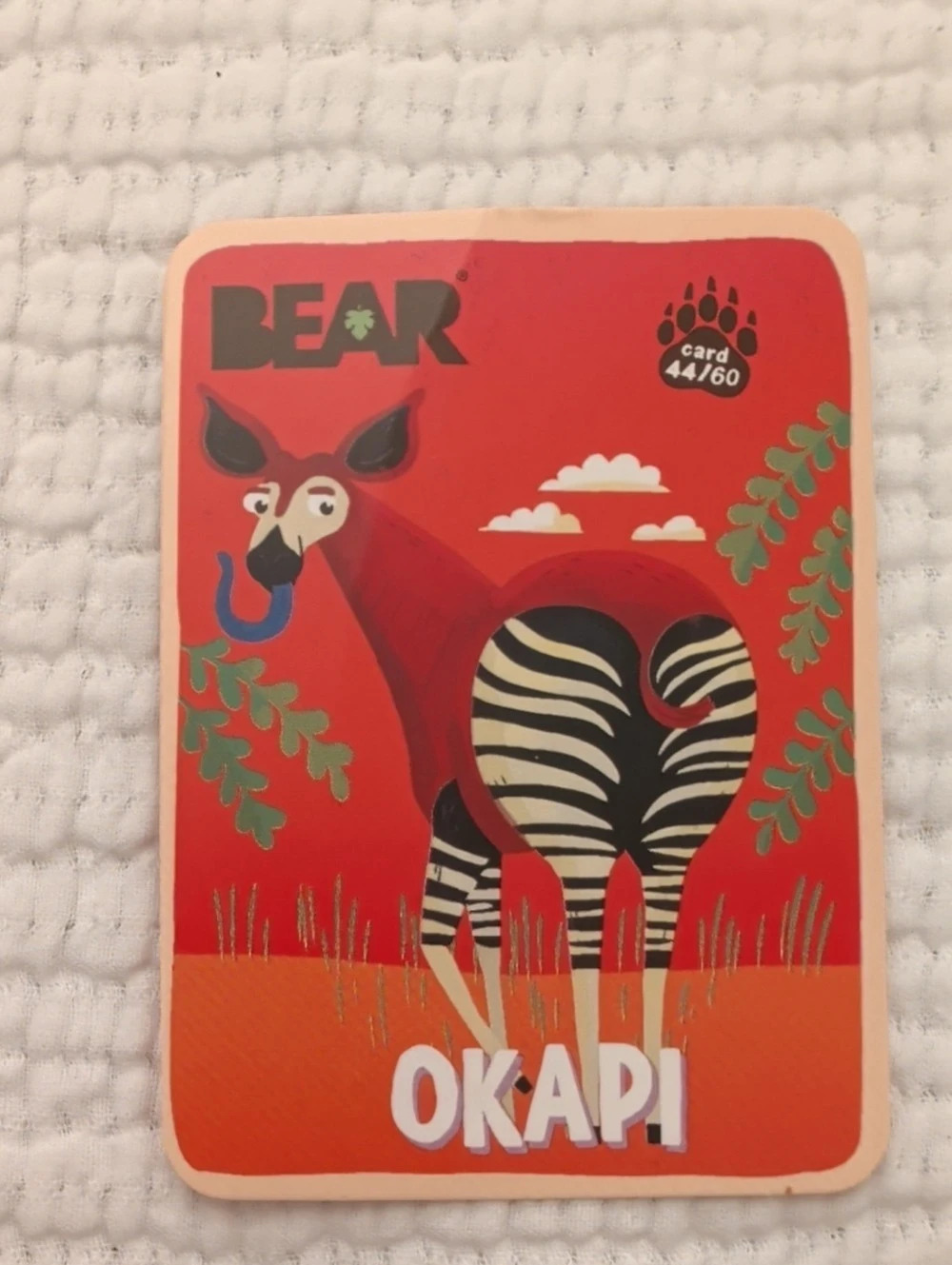 Rare!! Bear Snacks Collectible Card Okapi 44/60 Trading Card 44/60
